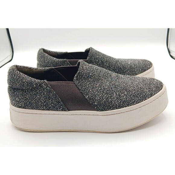 Vince Sneakers Shoes Wn 8.5 Gray Warren Speckled Tweed Platform Slip On Preppy - Picture 1 of 12